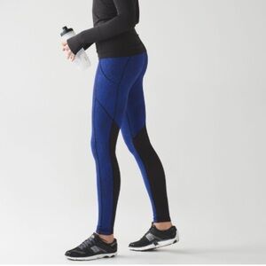 Lululemon Athletica Speed Tight V Luxtreme Spray Jacquard Sapphire Blue/Black 10